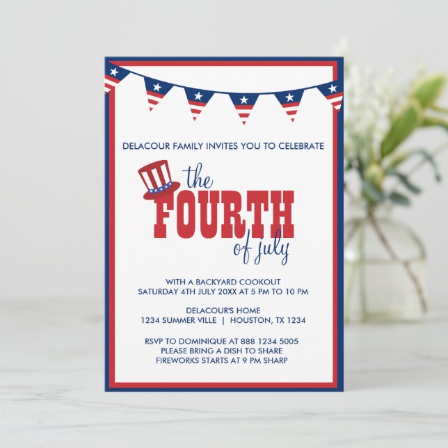 Patriotic Fourth of July Party Banners Invitation (Standing Front)