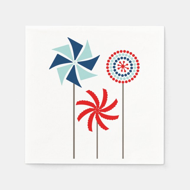 Patriotic Fourth of July Pinwheel Napkin (Front)