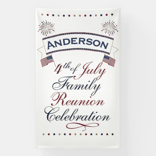 Patriotic Fourth of July Reunion Design  Banner (Vertical)