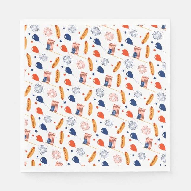 Patriotic Fourth of July seamless pattern on a Napkin (Front)