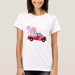 Patriotic Fourth of July with Retro Truck T-Shirt