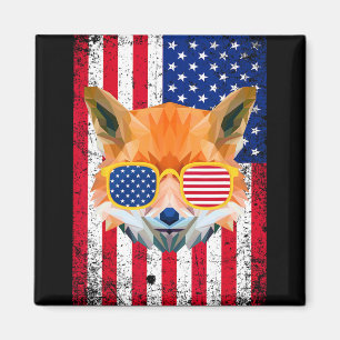 Patriotic Fox 4th Of July Sungles Usa American Fla Magnet