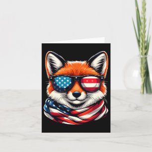 Patriotic Fox Usa American Flag Sungles 4th Of Jul Card