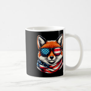 Patriotic Fox Usa American Flag Sungles 4th Of Jul Coffee Mug