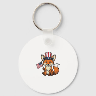 Patriotic Fox Vintage Engraving Shirt Design_1 Key Ring
