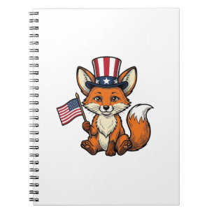 Patriotic Fox Vintage Engraving Shirt Design_1 Notebook