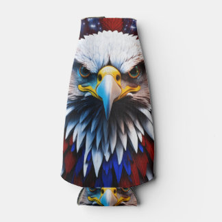 Patriotic Fractal Eagles Tee Bottle Cooler