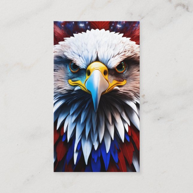 Patriotic Fractal Eagles Tee Business Card (Front)