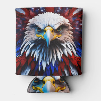 Patriotic Fractal Eagles Tee Can Cooler