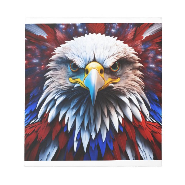 Patriotic Fractal Eagles Tee Notepad (Front)