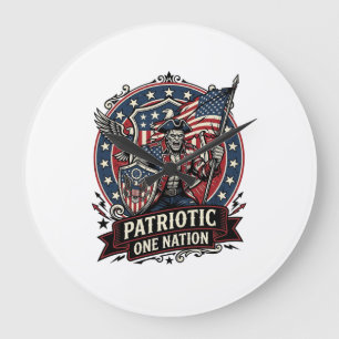 Patriotic Frankenstein Freedom Brute Horror Monste Large Clock