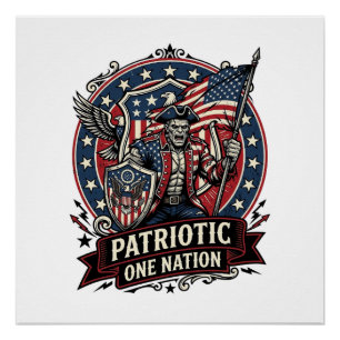 Patriotic Frankenstein Freedom Brute Horror Monste Poster