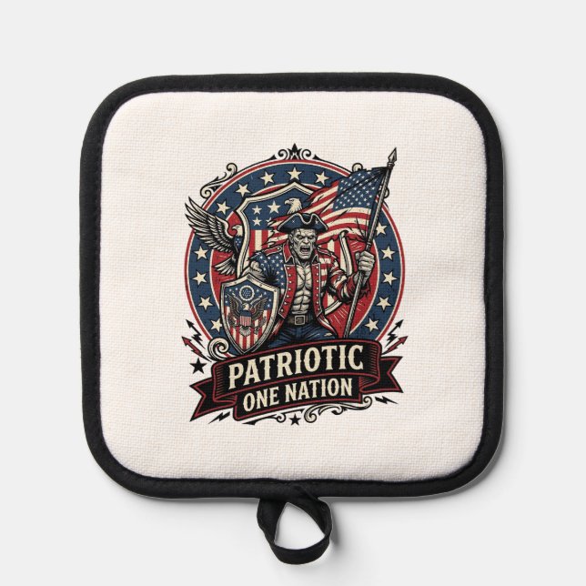 Patriotic Frankenstein Freedom Brute Horror Monste Pot Holder (Front)