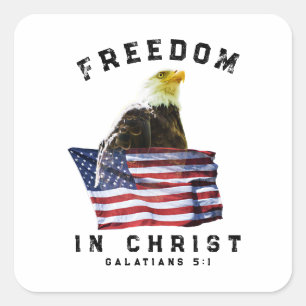 Patriotic Freedom Christian  Square Sticker
