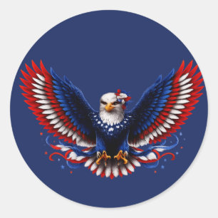 Patriotic Freedom Eagle Wings – Red White Blue Ame Classic Round Sticker