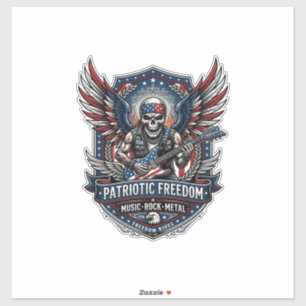 Patriotic Freedom Guitarist Skull Music Rock Metal