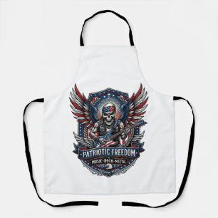 Patriotic Freedom Guitarist Skull Music Rock Metal Apron