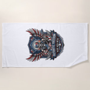 Patriotic Freedom Guitarist Skull Music Rock Metal Beach Towel