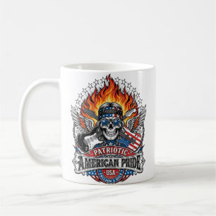 Patriotic Freedom Guitarist Skull Music Rock Metal Coffee Mug