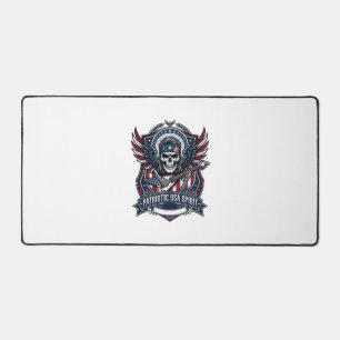 Patriotic Freedom Guitarist Skull Music Rock Metal Desk Mat