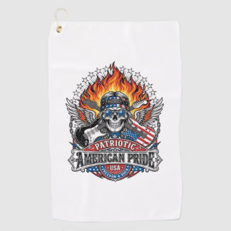 Patriotic Freedom Guitarist Skull Music Rock Metal Golf Towel