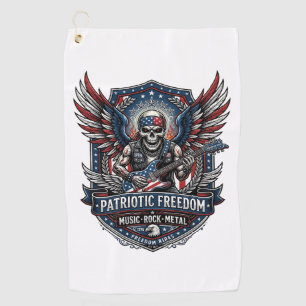 Patriotic Freedom Guitarist Skull Music Rock Metal Golf Towel