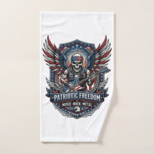 Patriotic Freedom Guitarist Skull Music Rock Metal Hand Towel