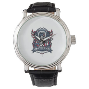 Patriotic Freedom Guitarist Skull Music Rock Metal Watch