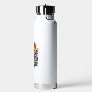 Patriotic Freedom Guitarist Skull Music Rock Metal Water Bottle