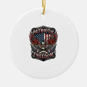 Patriotic Freedom Handlebars Biker Road Freedom Pa Ceramic Ornament