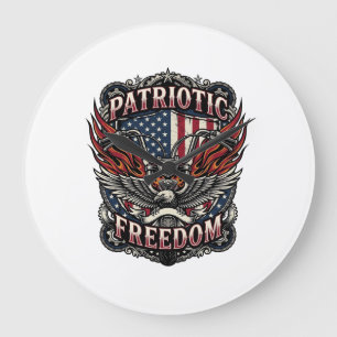 Patriotic Freedom Handlebars Biker Road Freedom Pa Large Clock