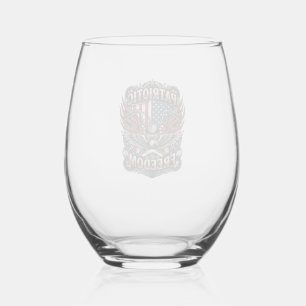 Patriotic Freedom Handlebars Biker Road Freedom Pa Stemless Wine Glass