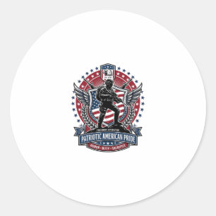 Patriotic Freedom Operator Silhouette Military Ins Classic Round Sticker