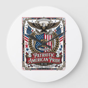 Patriotic Freedom Shield Liberty Icons & Symbols V Large Clock