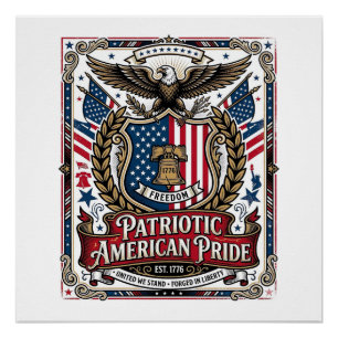 Patriotic Freedom Shield Liberty Icons & Symbols V Poster