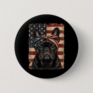 Patriotic French Bulldog Aamerican Flag Vintage 6 Cm Round Badge