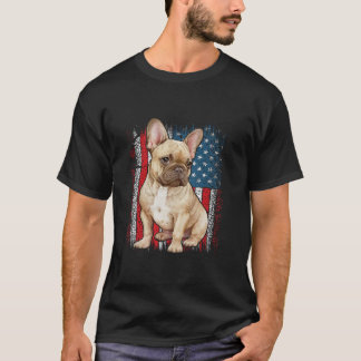 Patriotic french bulldog AMERICAN FLAG 4th of July T-Shirt