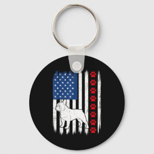 Patriotic french bulldog american flag dog 4th of key ring