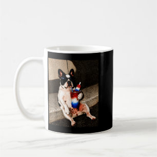 Patriotic French Bulldog Drinking Slushie Red Coffee Mug