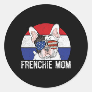 Patriotic French Bulldog Frenchie American Flag 4t Classic Round Sticker