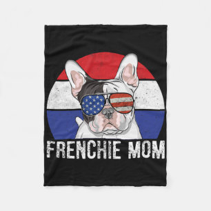 Patriotic French Bulldog Frenchie American Flag 4t Fleece Blanket