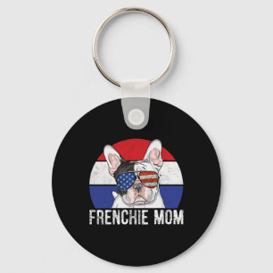 Patriotic French Bulldog Frenchie American Flag 4t Key Ring