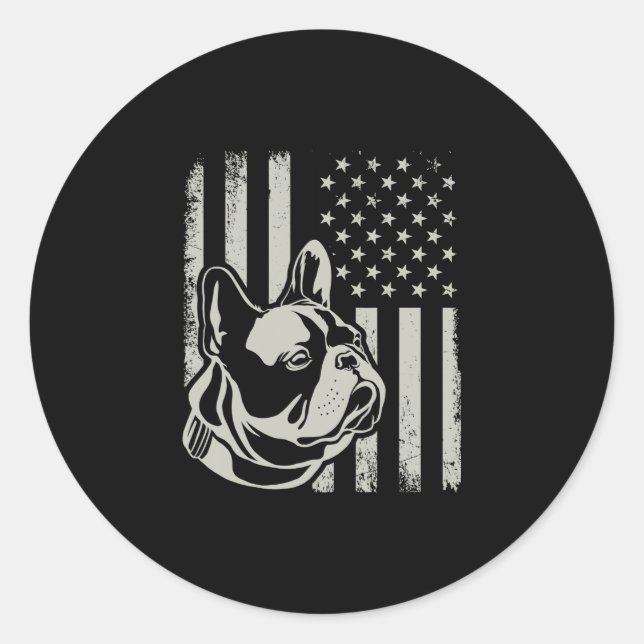 Patriotic French Bulldog Owner Lover American Flag Classic Round Sticker (Front)