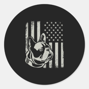 Patriotic French Bulldog Owner Lover American Flag Classic Round Sticker