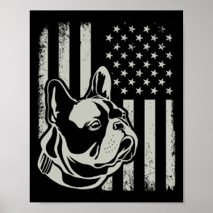 Patriotic French Bulldog Owner Lover American Flag Poster