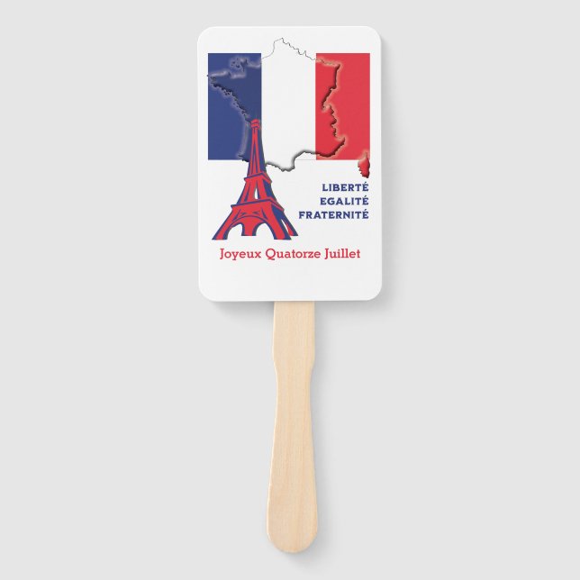 Patriotic French Flag BASTILLE DAY Hand Fan (Front)