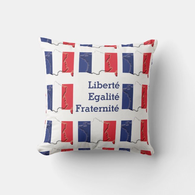 Patriotic FRENCH FLAG Liberté Egalité Fraternité Cushion (Front)