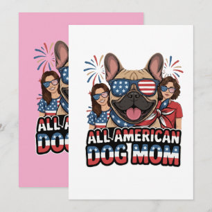 Patriotic Frenchie All American Dog Mum. Invitation
