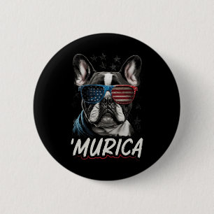 Patriotic Frenchie Dog American Flag 4th Of July 2 6 Cm Round Badge