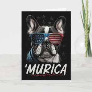 Patriotic Frenchie Dog American Flag 4th Of July 2 Card